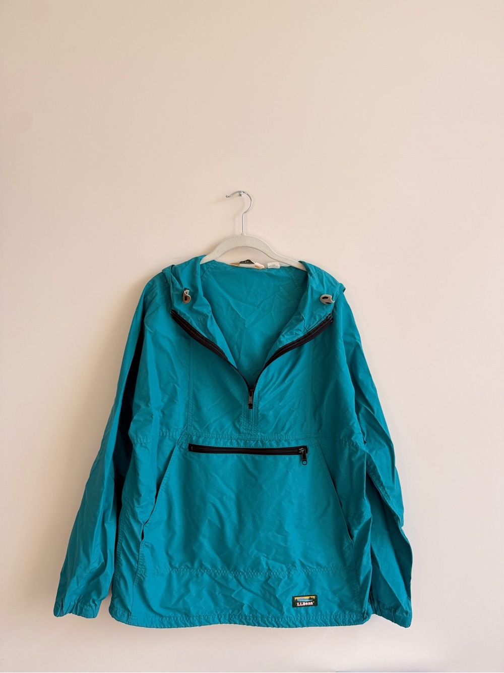 Vintage LLBean Teal Windbreaker Pullover Jacket